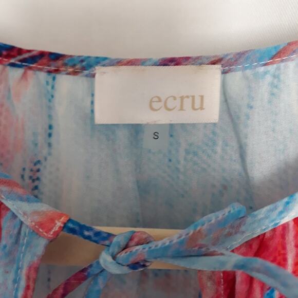 ecru Sleeveless Multicolor Silk Keyhole Camisole S - Picture 3 of 10